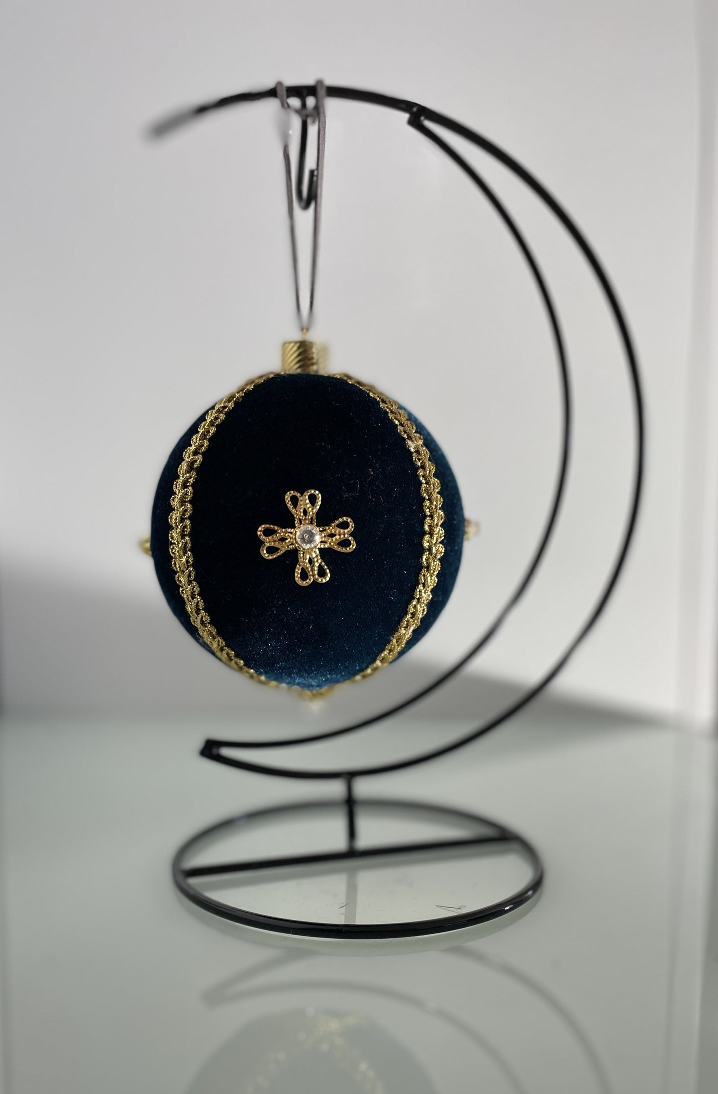 Pallina di Natale in velluto Verde e decorazione