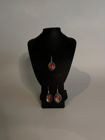 Set Orecchini e Collana in Resina con Fiore Reale
