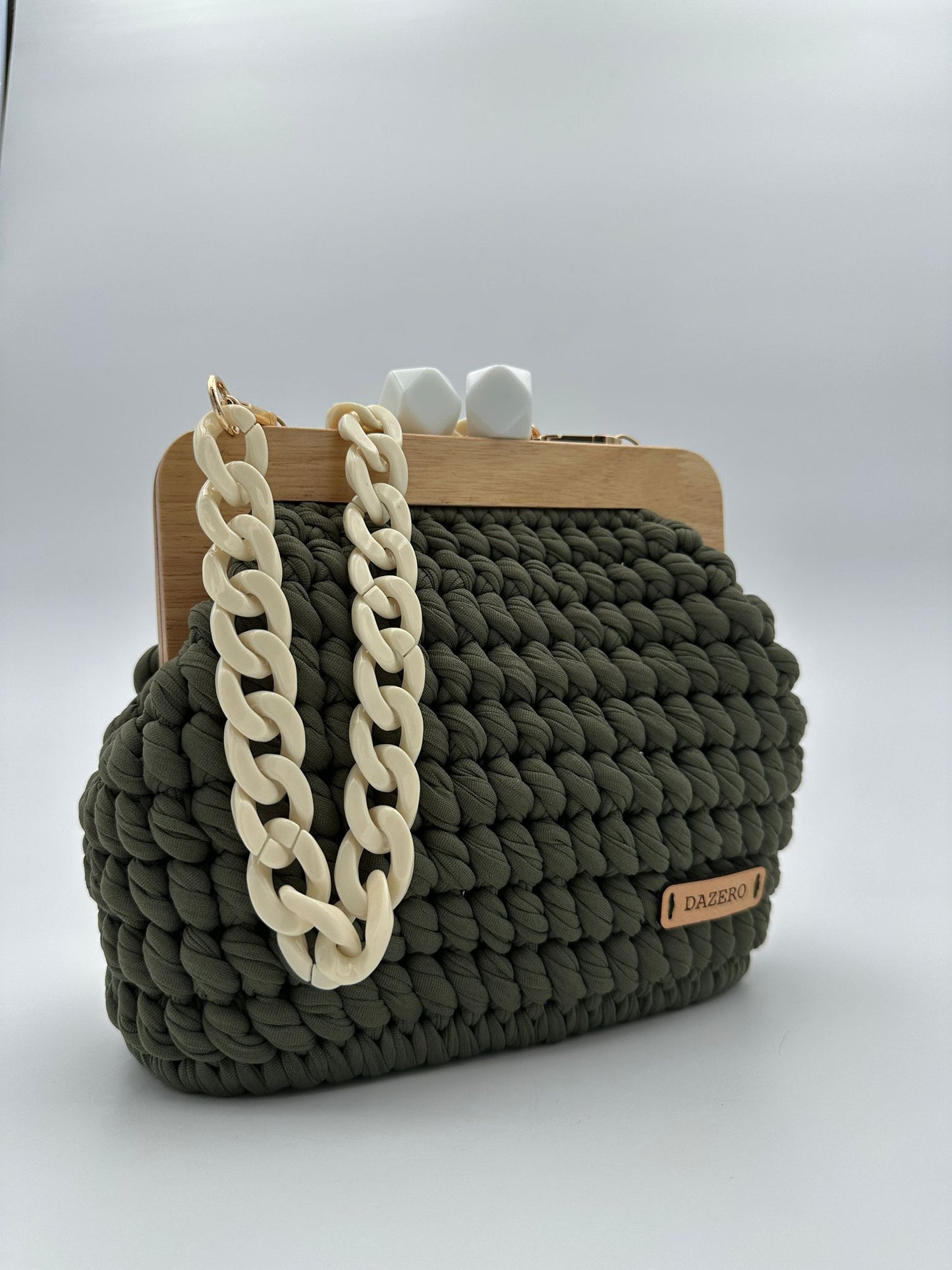 Borsetta verde scuro& Legno