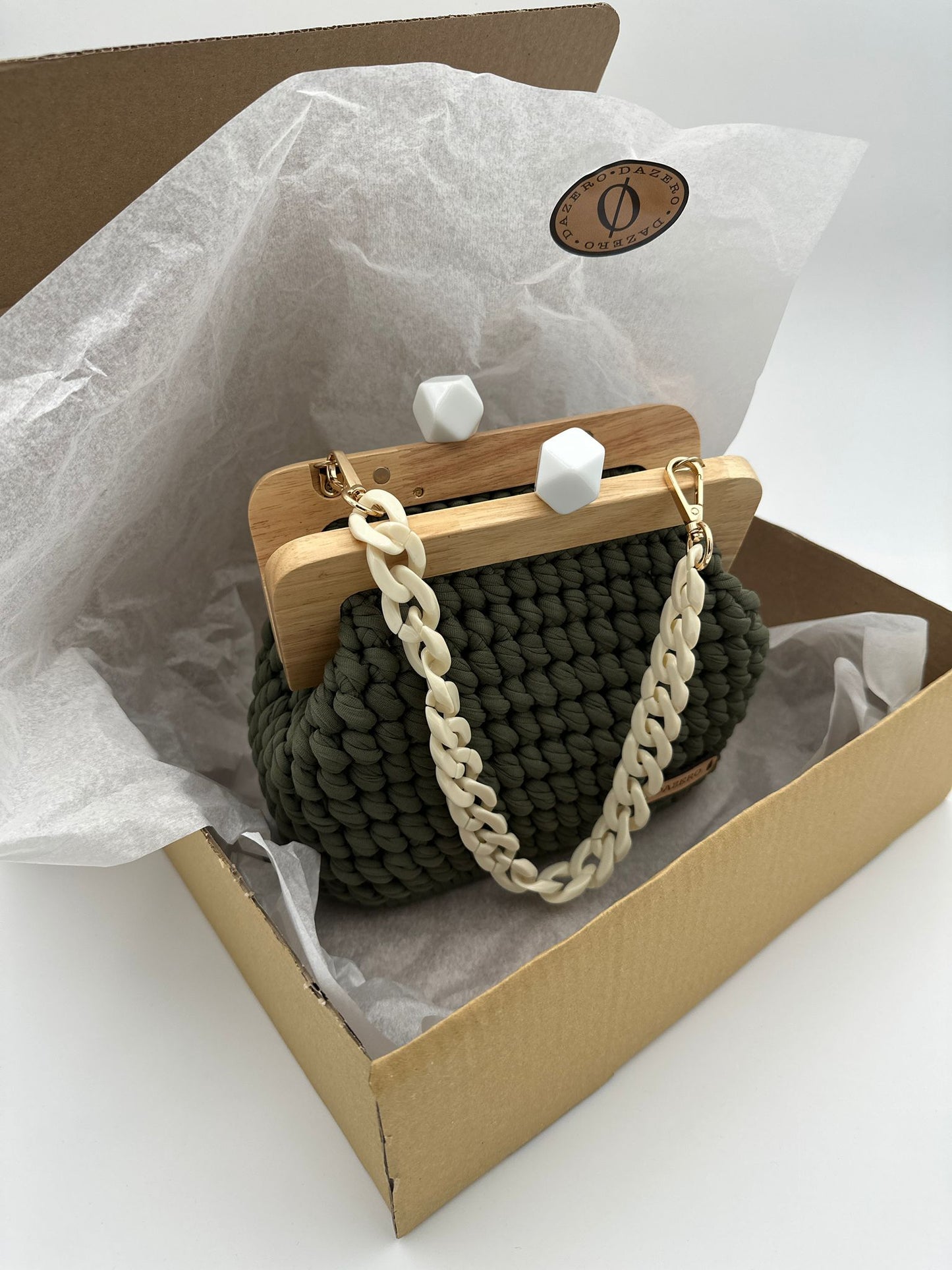 Borsetta verde scuro& Legno