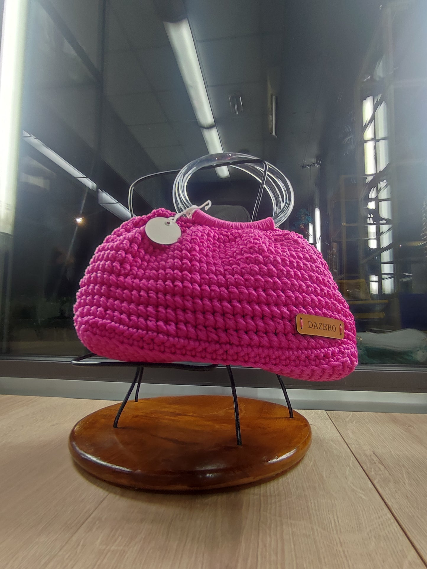 BORSA FUCSIA MANICI TRASPARENTI