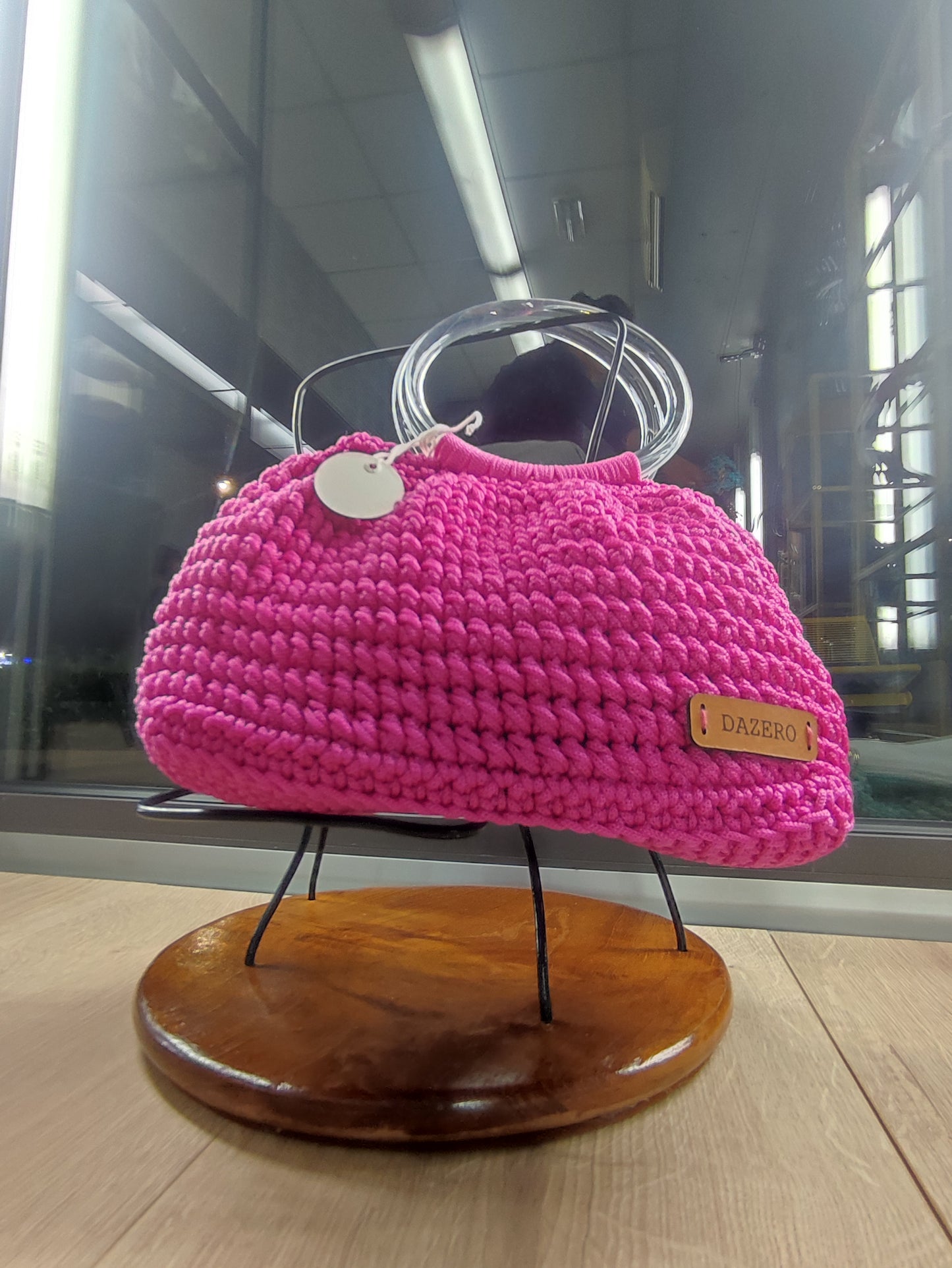 BORSA FUCSIA MANICI TRASPARENTI