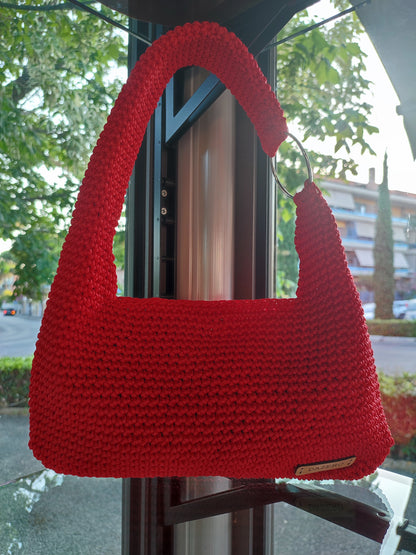 Borsetta a spalla  con anello, colore ROSSO