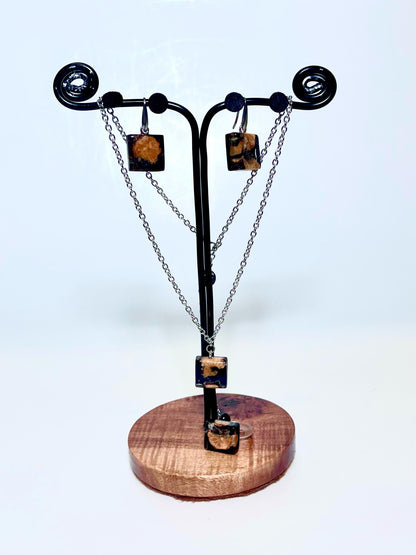 Set Gioielli Artigianali in Resina, Legno e Acciaio