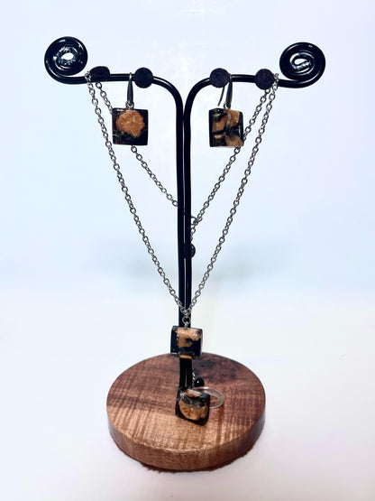 Set Gioielli Artigianali in Resina, Legno e Acciaio