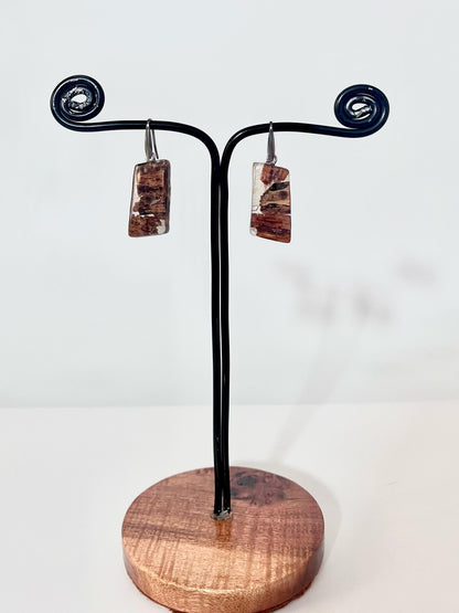 orecchini di legno e resina