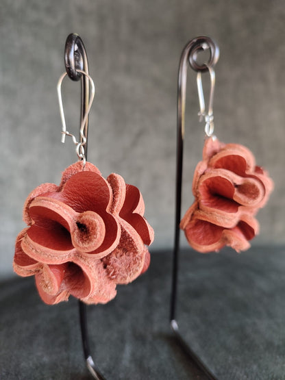 orecchino fiore, VERA PELLE